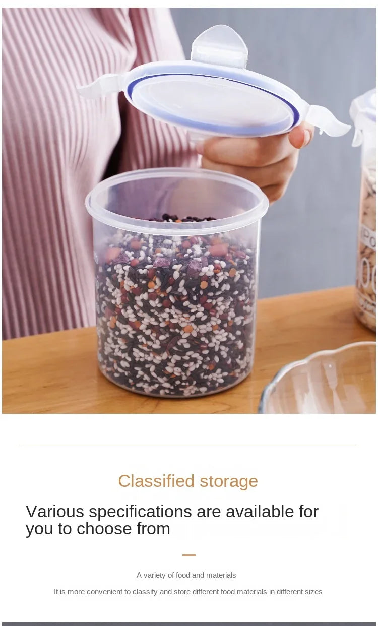 4Pcs Sealed Storage Box Transparent Kitchen Food Grain Organizer Storage Tank Plastic Large capacity Moisture-proof Sealed Jars