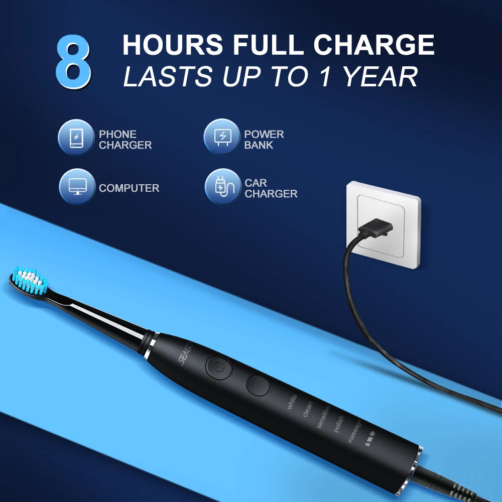 Seago Electric Sonic Toothbrush with 360 Days Battery Life - Smarsty
