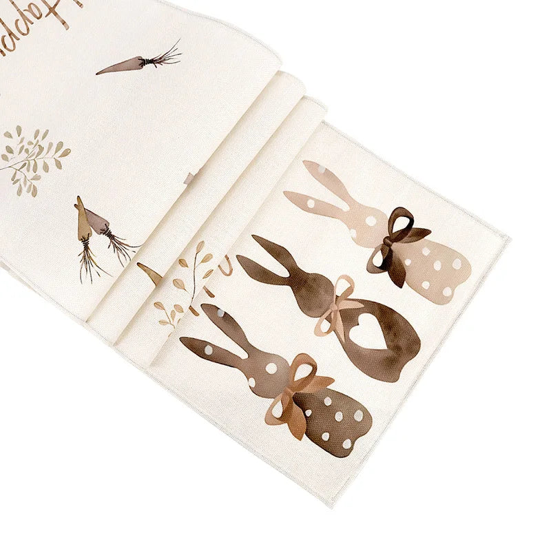 Linen Easter Rabbit Table Runner for Spring Decor - Smarsty