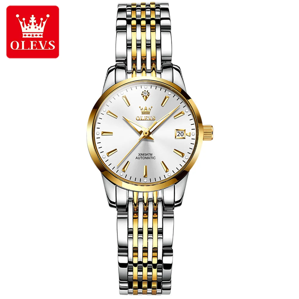 OLEVS Ladies Automatic Wristwatch Waterproof Stainless Steel - Smarsty