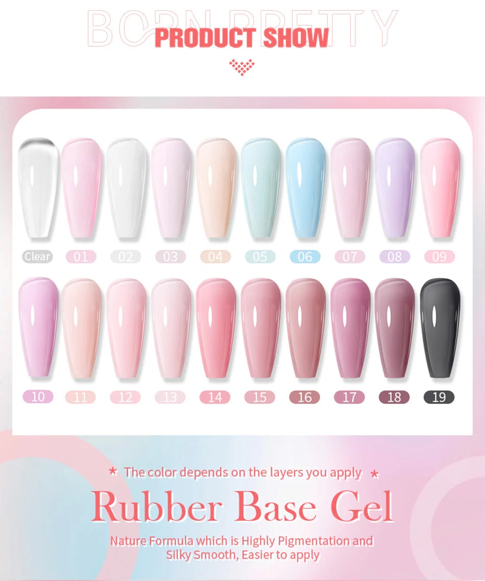 Born Pretty Milky Pink Rubber Base Gel Polish 15ml Self Leveling Formula - Smarsty