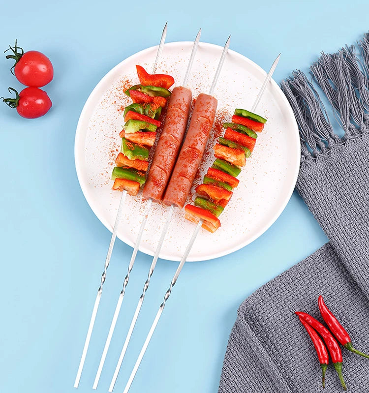 Stainless Steel Barbecue Skewers Reusable Easy Clean Design - Smarsty