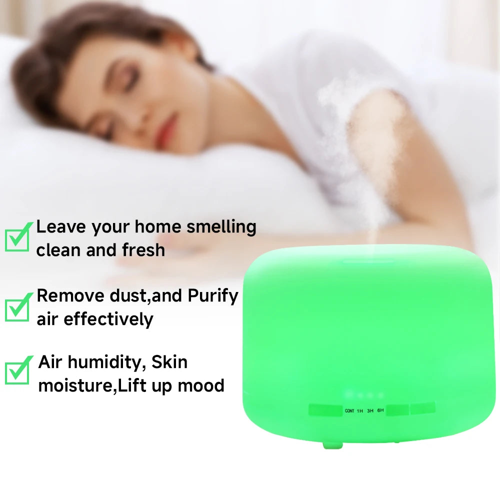 Quiet Aroma Diffuser 500ML Quiet Aroma Diffuser Remote Control Humidifier with LED Light and Auto Off for Office Home Bedroom