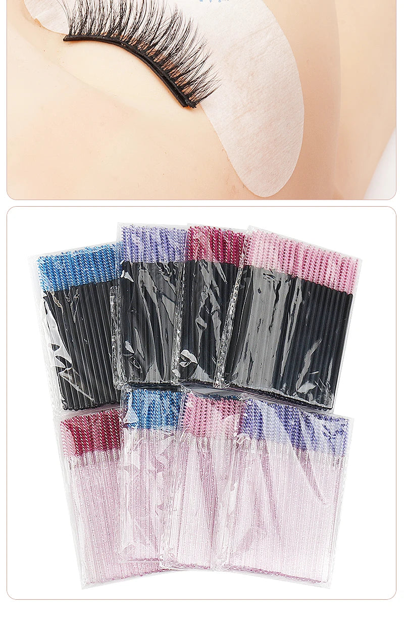 50 Pcs Disposable Eyelash Brushes with Diamond Handles - Smarsty