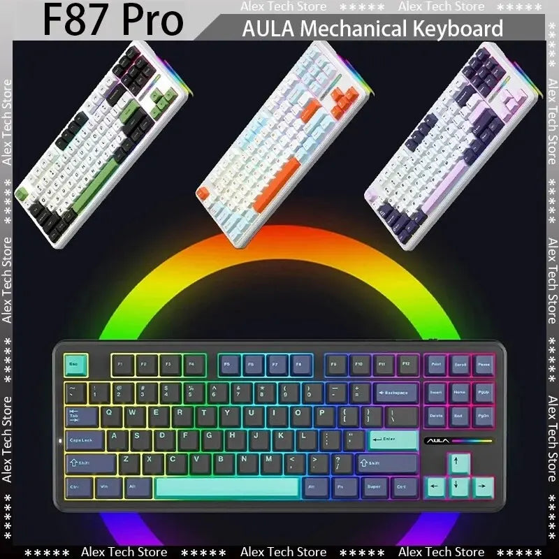 87 Key Mechanical Keyboard Tri Mode Wireless RGB Gasket