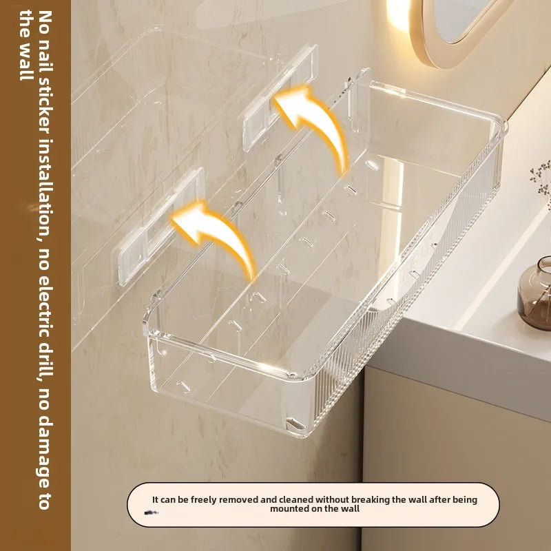 Wall mounted cosmetic and skincare storage rack for bathroom no need for drilling Multi functional kitchebathroom storage rackra by Smarsty