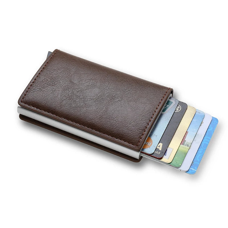 Anti Rfid Carbon Fiber ID Credit Card Holder Men Wallets Mini Automatic Pop up Bank Cardholder Case Minimalist Vallet Choice