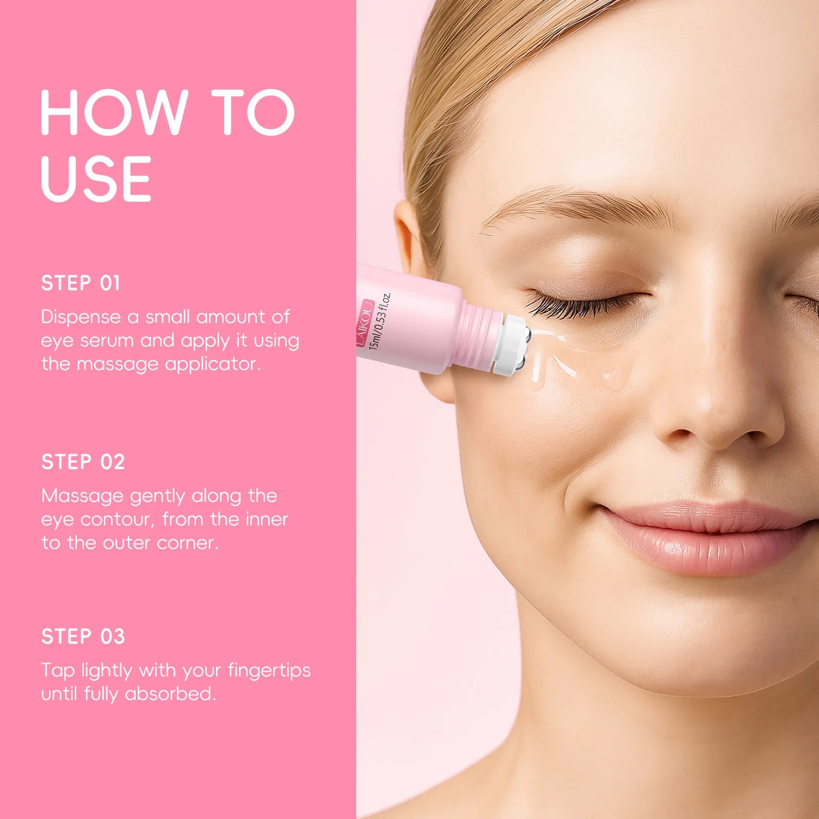 LAIKOU Sakura Eye Serum Roller for Dark Circles - Smarsty