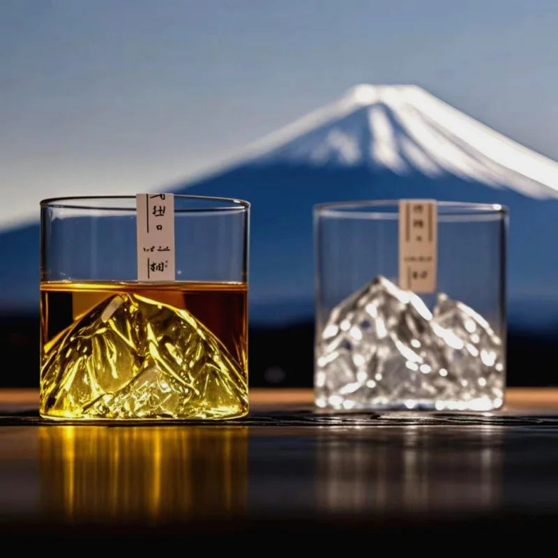 Japanese Glass Glacier Mountain Teacup Mt. Fuji Heat-resistant Glass Teacup Office Handy Retro Wine Glass Whisky Cup Home