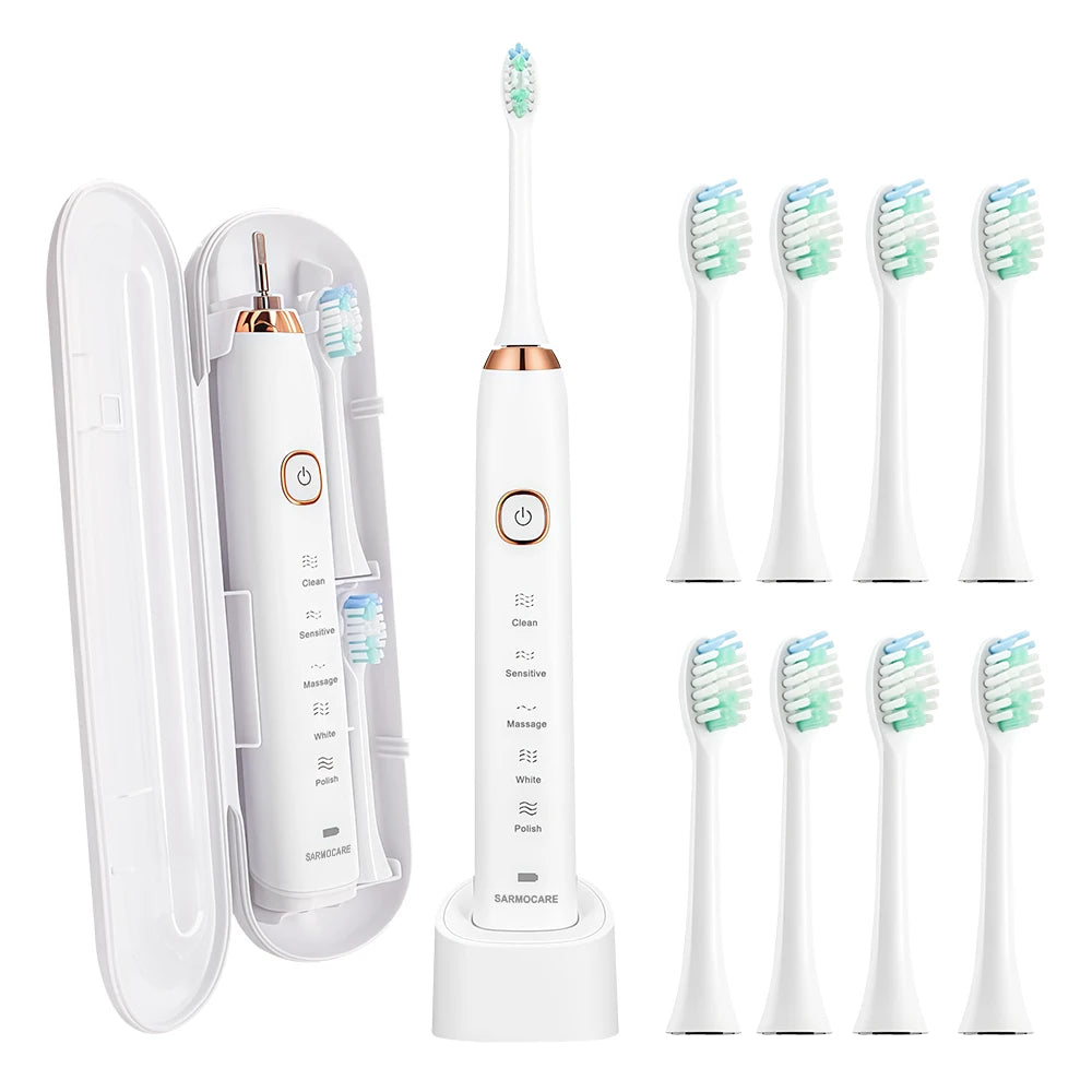 Rechargeable Electric Sonic Toothbrush with Travel Case - Smarsty
