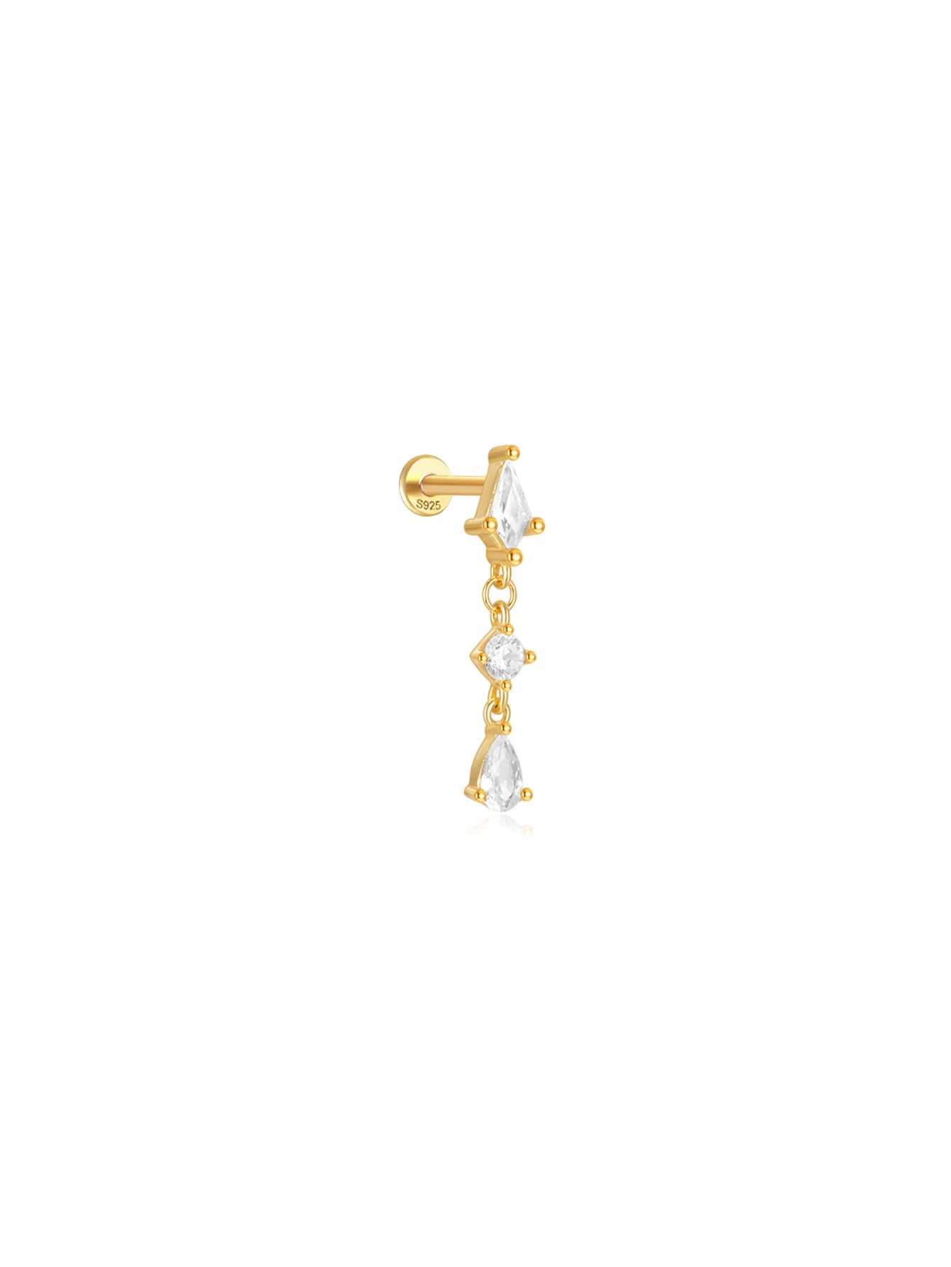 925 Sterling Silver Lotus Tassel Zircon Stud Earrings - Smarsty