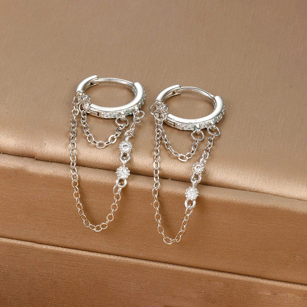 Trendy Long Tassel Drop Earrings for Women in Stainless Steel - Smarsty
