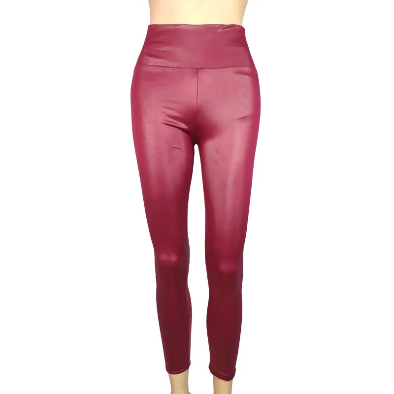 Autumn And Winter New Season Wearable Women's Tight Pants With High Waist And Sexy Faux Leather Texture Long Pants With Leggings - Smarsty
