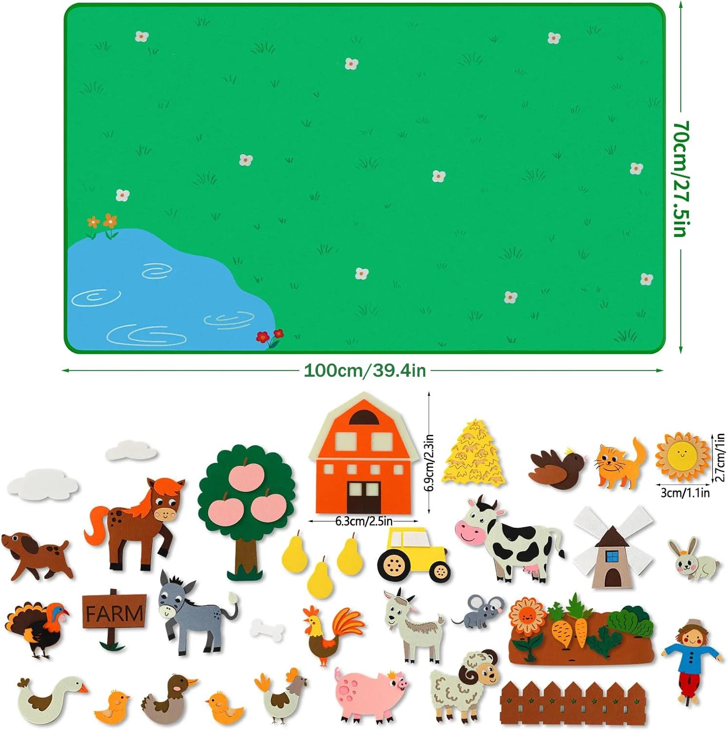 Farm Animals Felt Story Board Set Storytelling Early Learning Interactive Play Kit Wall Hanging Puzzle Toys for Toddlers Gifts - Smarsty