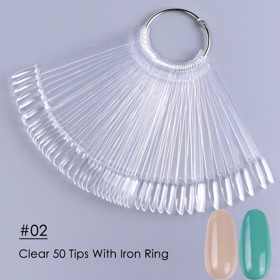 50pcs Oval Nail Display Tips for UV Gel Swatching - Smarsty