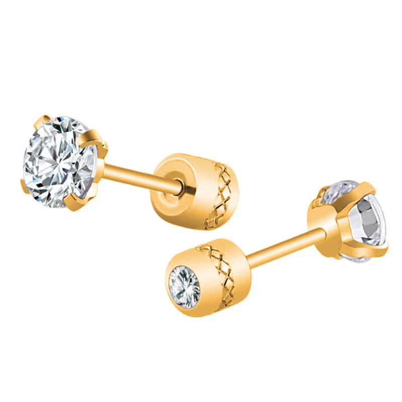 Stainless Steel Crystal Zircon Stud Earrings Hypoallergenic - Smarsty