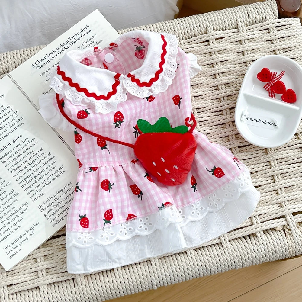 Cute Strawberry Dress for Dogs Summer Apparel - Smarsty