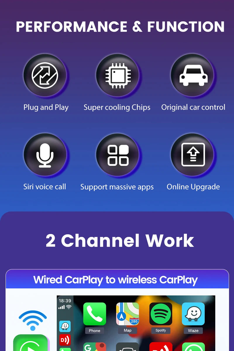 Wireless CarPlay Android Auto Box 4 In 1 Car Adapter - Smarsty