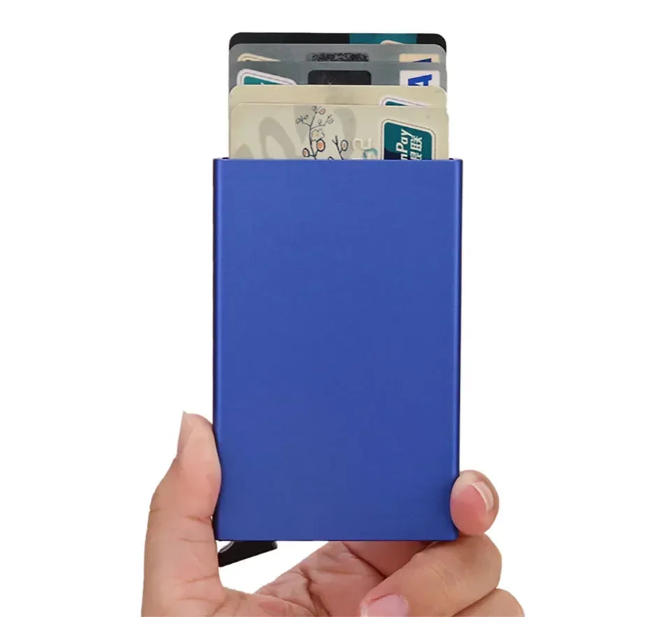 Anti Rfid Blocking Smart Wallet for Men Women ID Bank Credit Card Holder Metal Thin Slim Women Wallets Pop Up Minimalist Purse