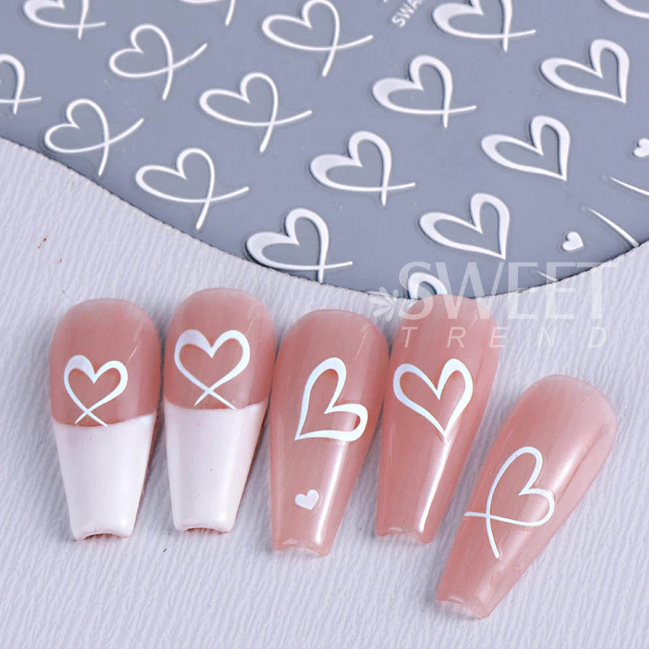 Valentine's Day Nail Art Stickers 3D Heart Designs - Smarsty