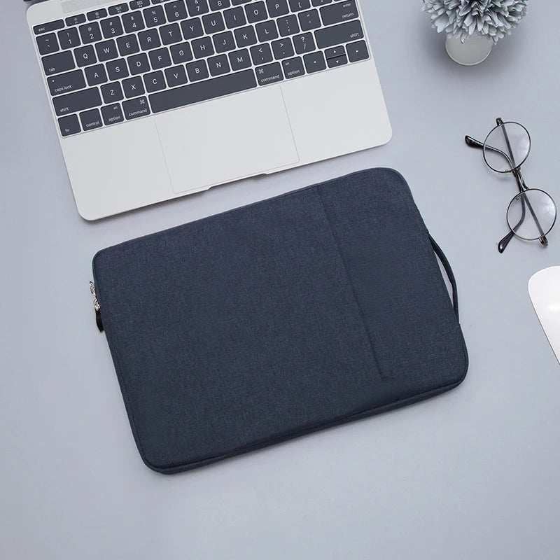 Denim Laptop Sleeve With Padded Inner Compartment Zipper