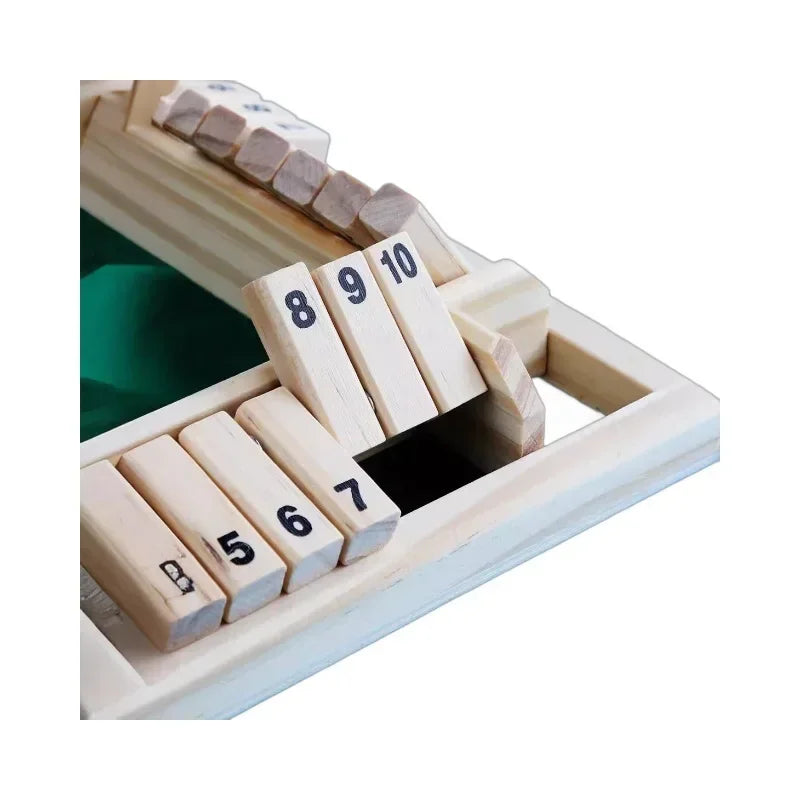 Wooden Dice Board Game Shut The Box for 4 Players Flaps & Dices Game Parent-children Interaction Family Entertainment by Smarsty