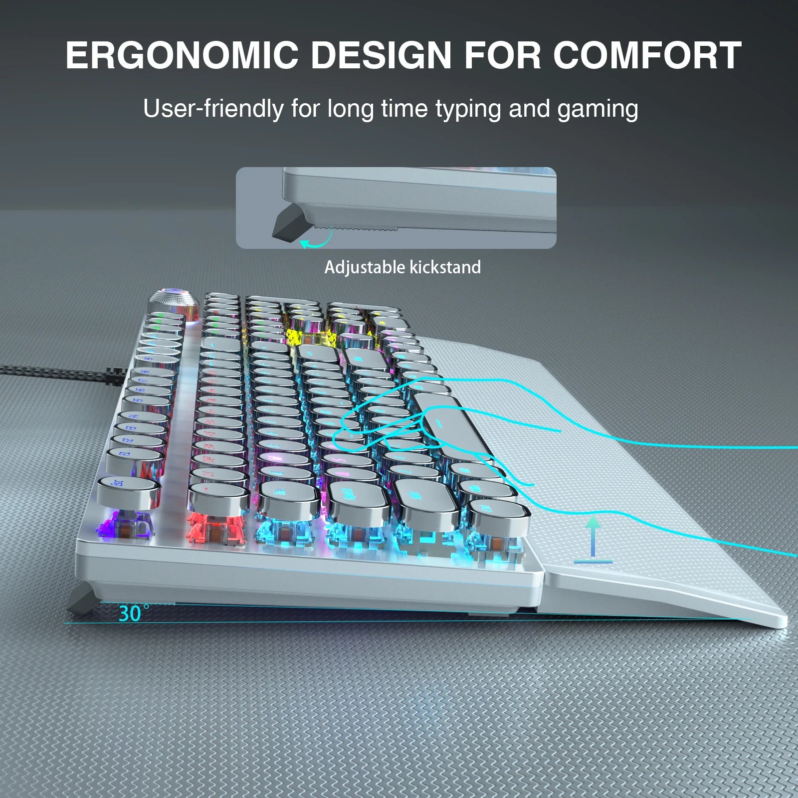 Mechanical Keyboard Blue Switch RGB Backlit Ergonomic