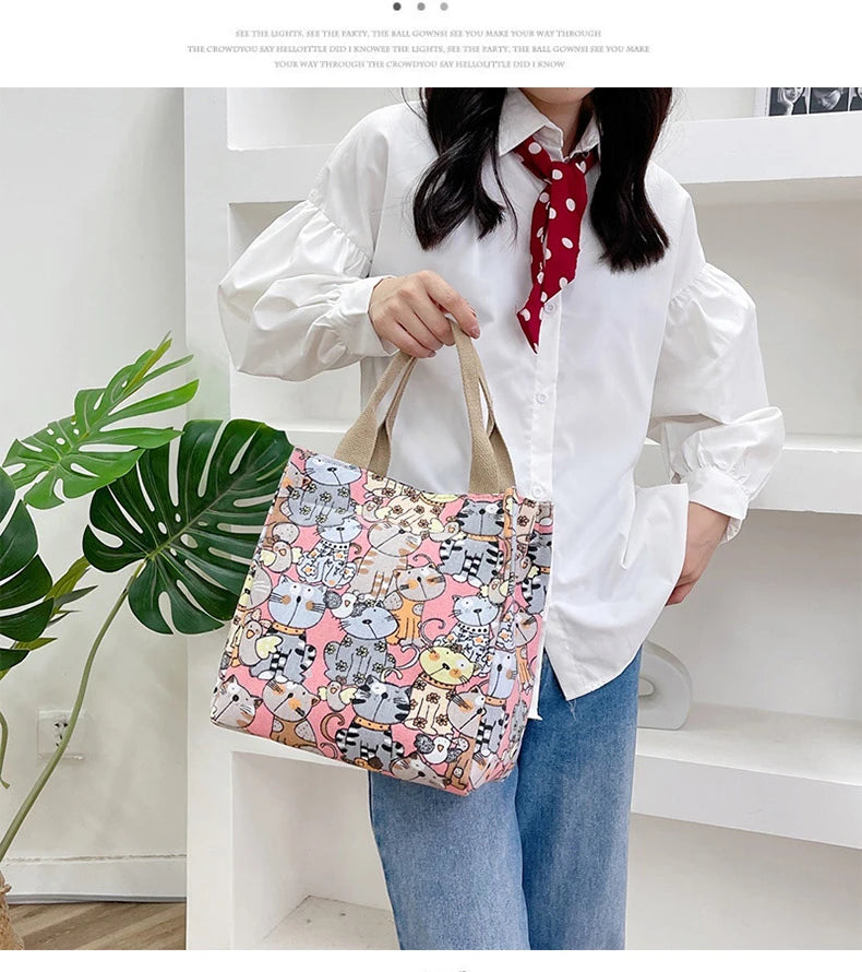 Chic Cat Pattern Top Handle Bag For Women Everyday Use - Smarsty