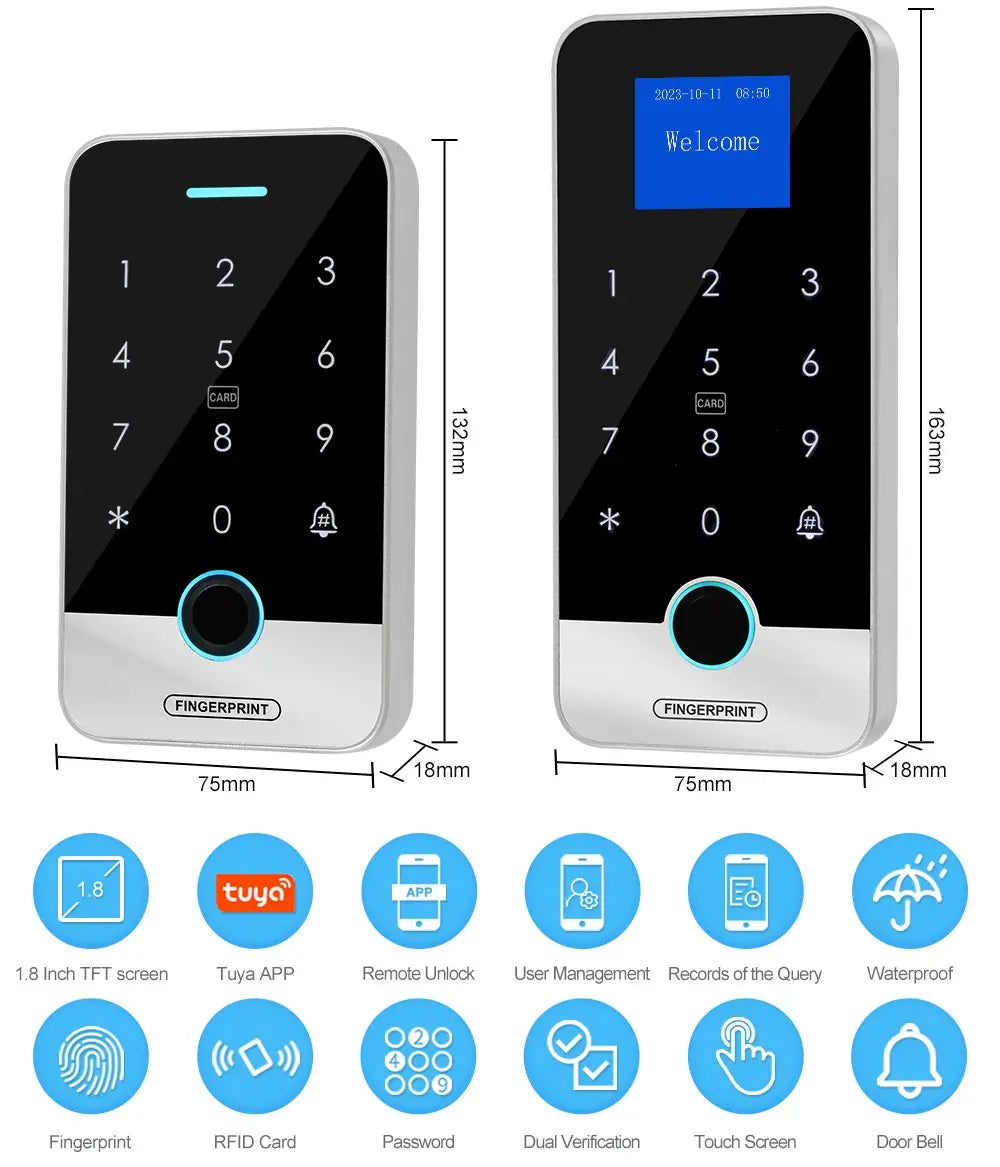 Waterproof Bluetooth Fingerprint Access Control Keypad - Smarsty