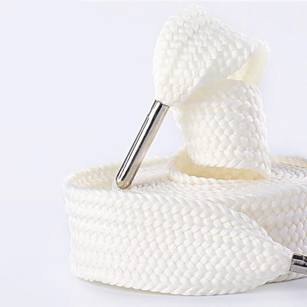 1 Pair Shoelaces Flat Thicken Weave Craft Off 2cm Wide Black White Shoe Laces High-top Sneaker Canvas Shoelace Accessories - Smarsty