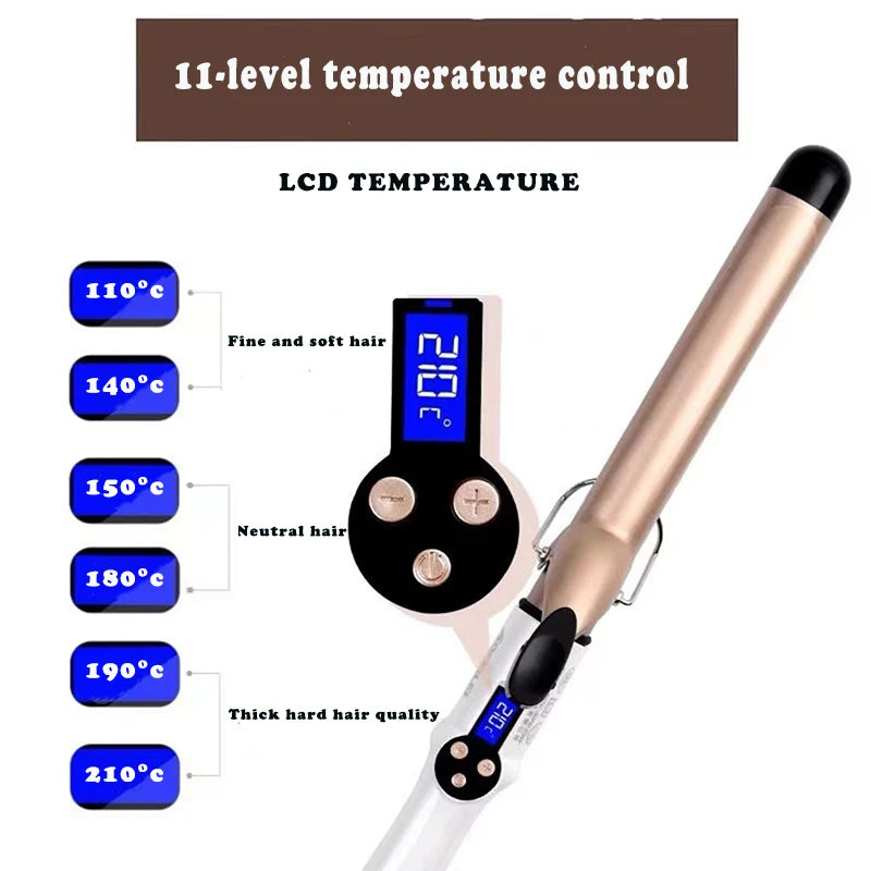 Professional Temperature Setting Electric Hair Curler Wand - Smarsty
