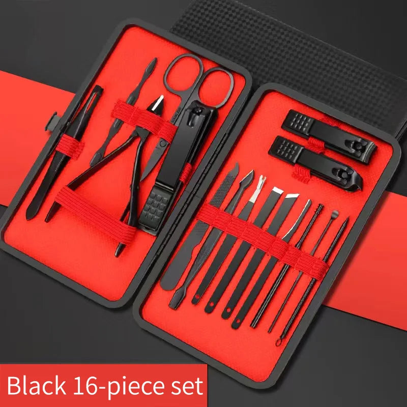Convenient Black and Red Nail Clipper Set - Smarsty