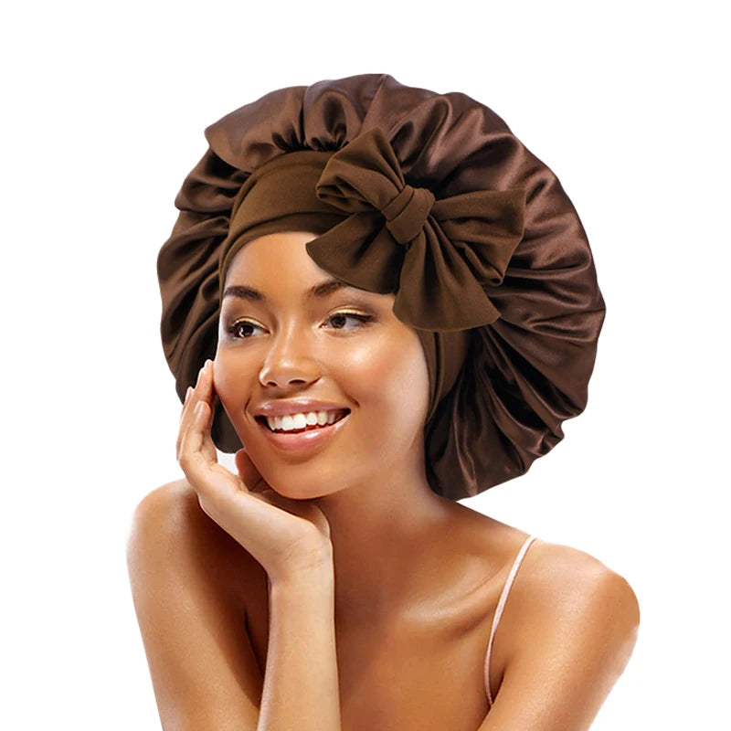 Adjustable Satin Sleeping Hat Elastic Tie For Hair Care - Smarsty