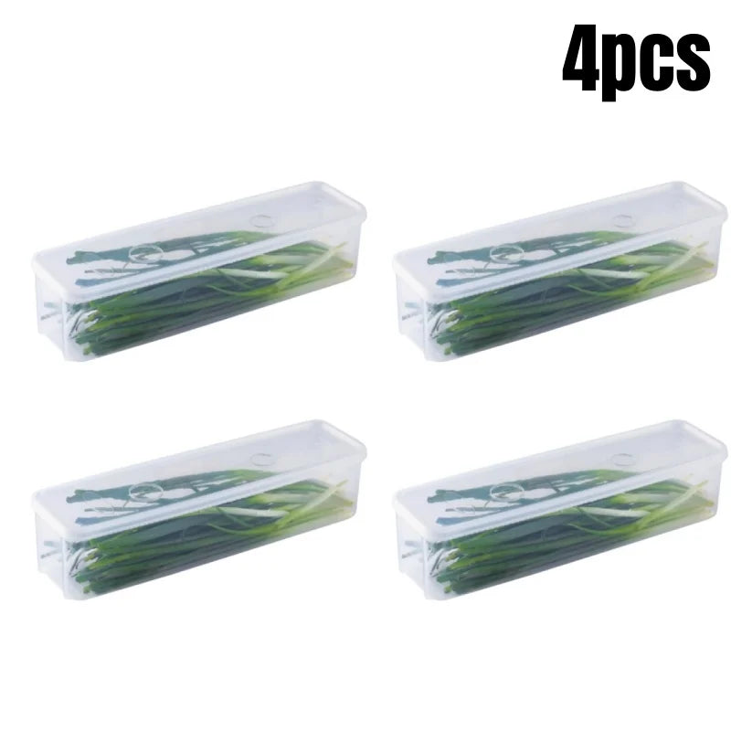 1/2/4Pcs Refrigerator Storage Boxes With Lid Plastic Fresh Keeping Box Kitchen Scallions Cilantro Eggs Noodles Sealed Container by Smarsty