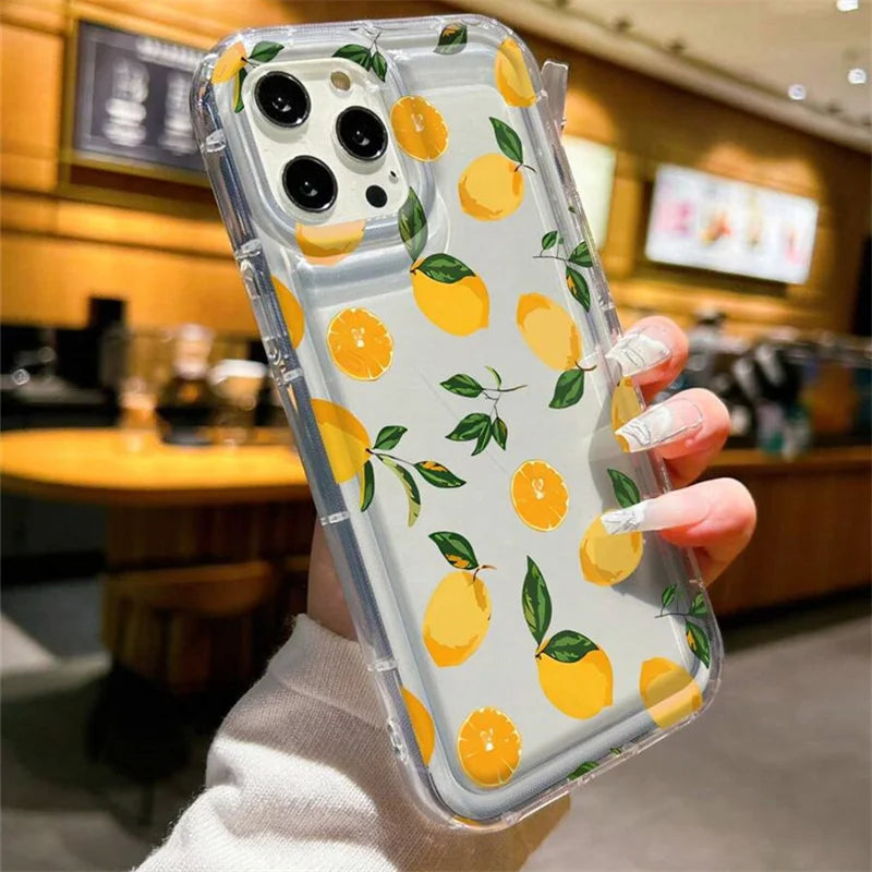 Summer Fresh Fruit Lemon Print TPU Phone Case for IPhone 16 17 15 14 13 12 11 Pro Max 16 Plus 17 Air Cushion Shockproof Cover by Smarsty