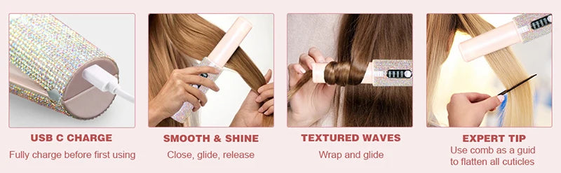 2 in 1 Wireless Hair Straightener and Curler Brush - Smarsty