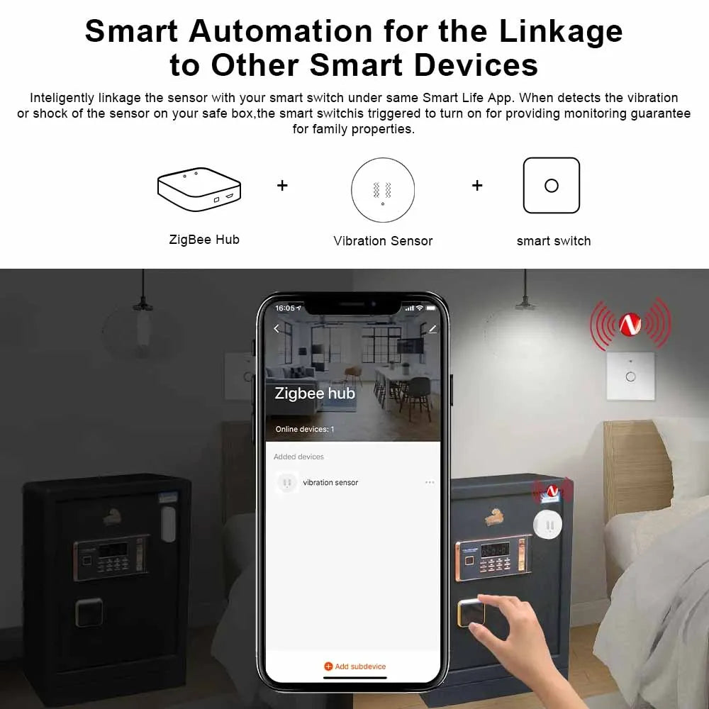 Zigbee Vibration Sensor with Real-Time Motion Alerts - Smarsty