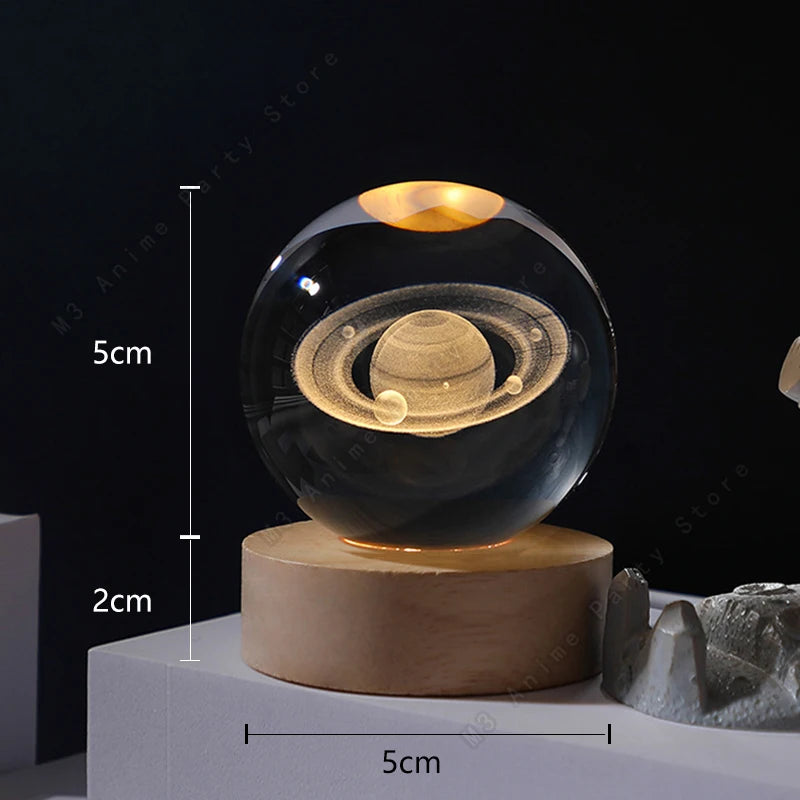 3D Crystal Ball Night Light with Glowing Galaxy Design - Smarsty