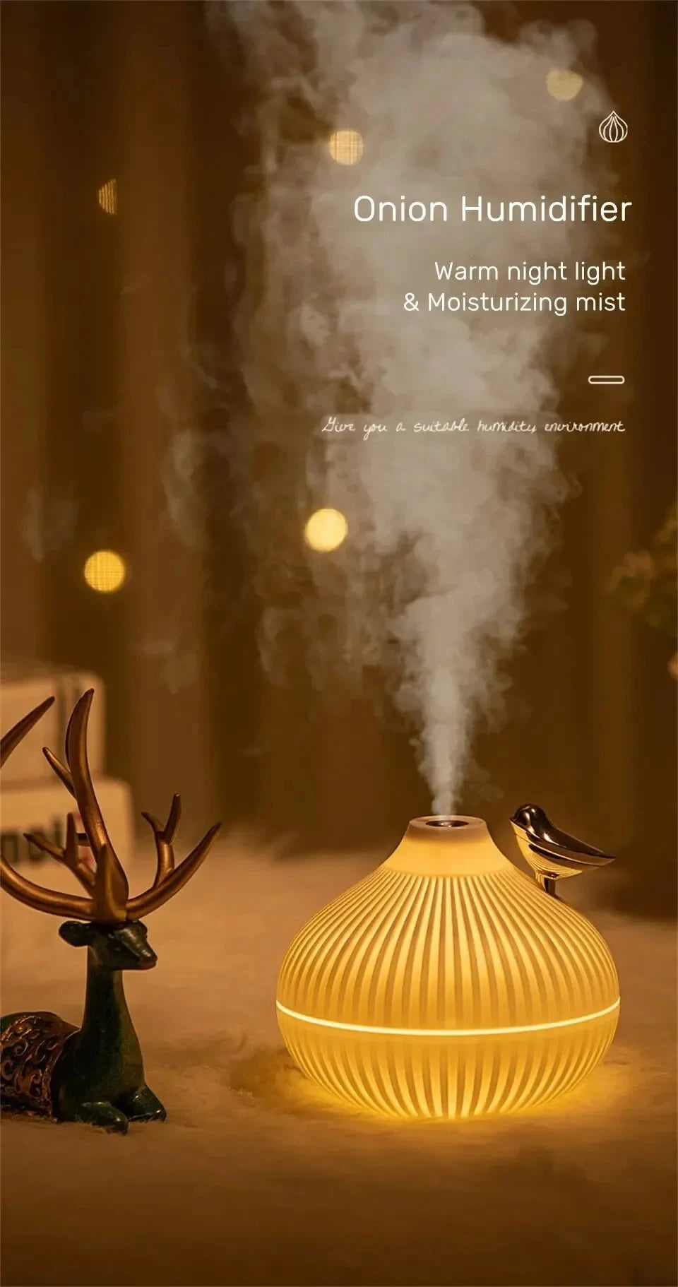 Onion Shape Humidifier with Night Light for Quiet Sleep - Smarsty