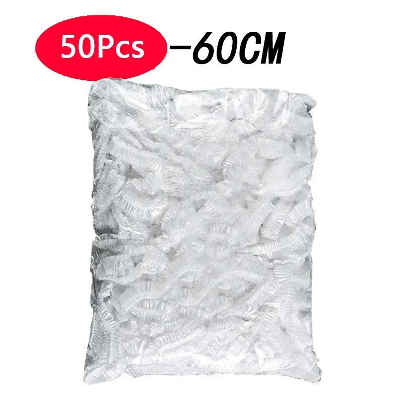 Disposable Food Cover Plastic Shower Cap Fruit Food Cover Elastic Plastic Wrap Cover Food Grade Storage Bag Kitchen Organizer by Smarsty