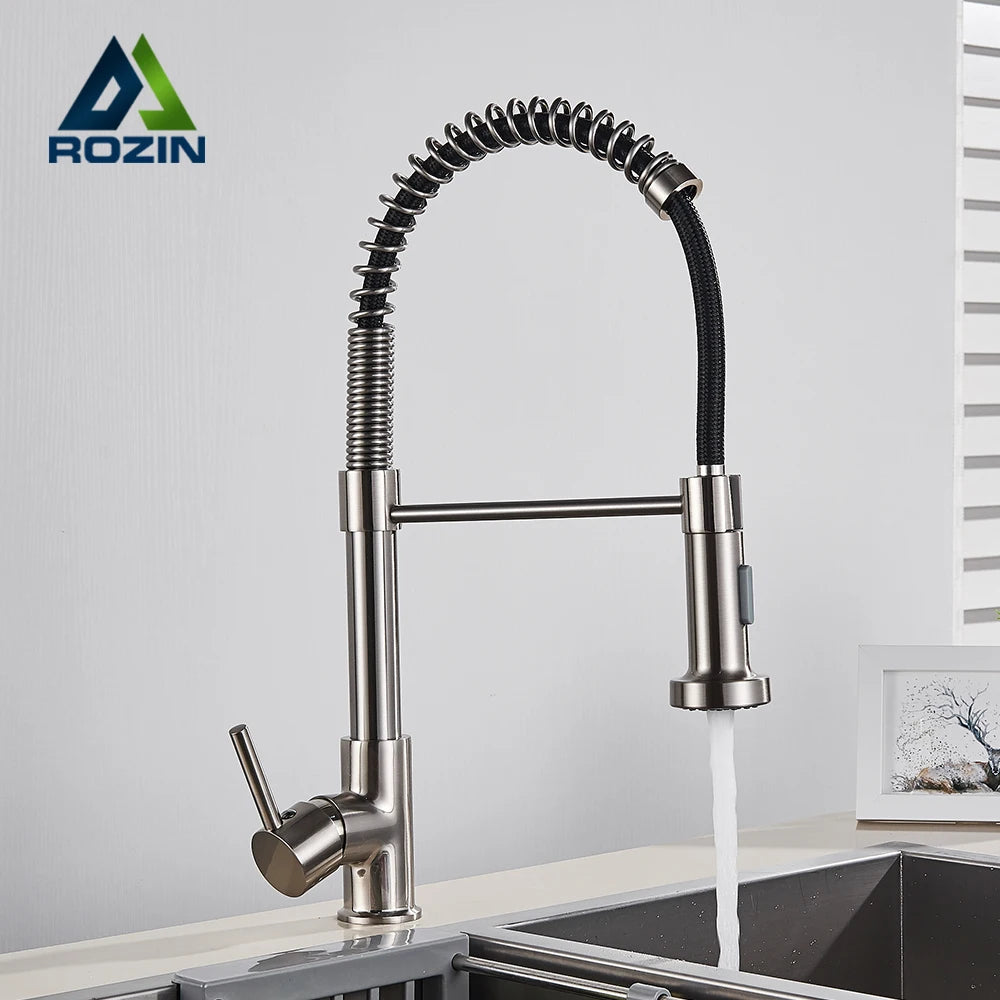 Brushed Nickel Kitchen Faucet with 360 Degree Rotation - Smarsty