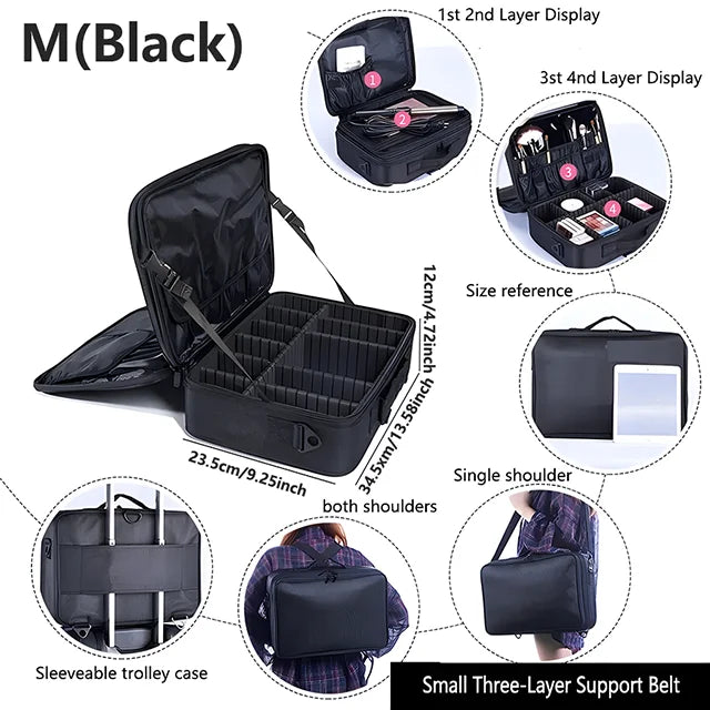 Large Capacity Travel Makeup Case Cosmetic Organizer - Smarsty