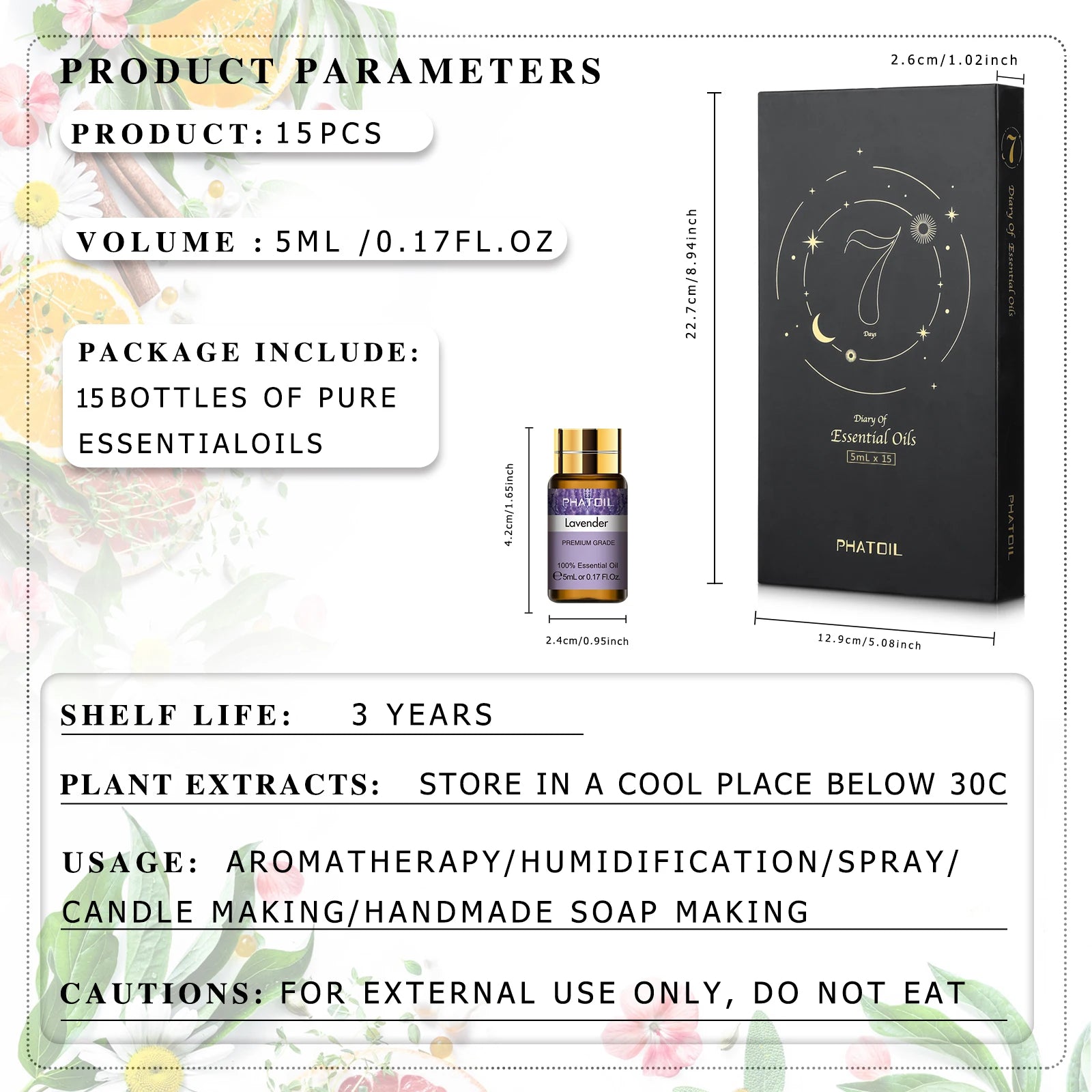 PHATOIL 15 Piece Essential Oils Set for Relaxation - Smarsty