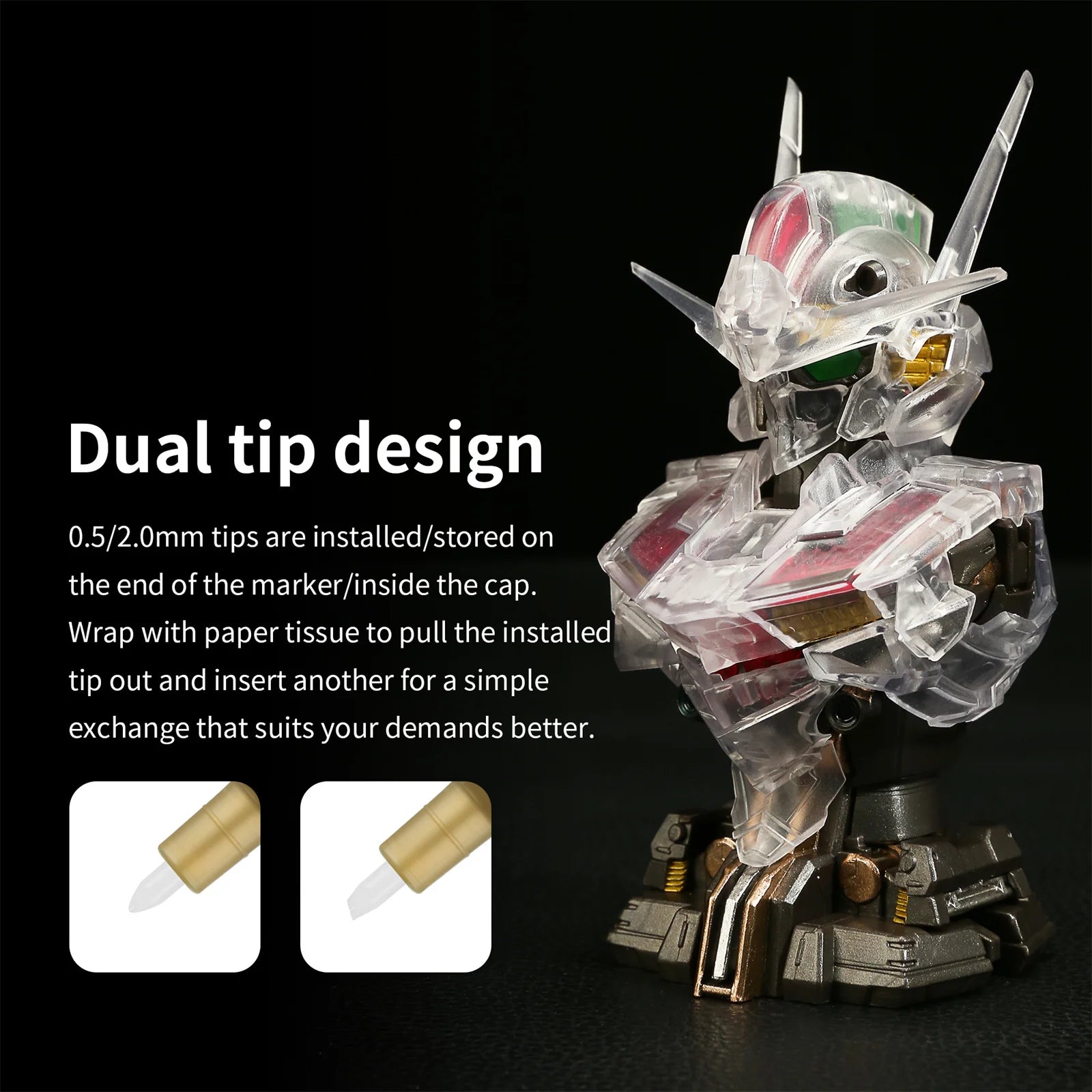 12pcs DSPIAE MKA-Ultra Metal Environmental Protection Document Marking For Gundam Mechanical Model 12 Colors DIY Tool Brush Part