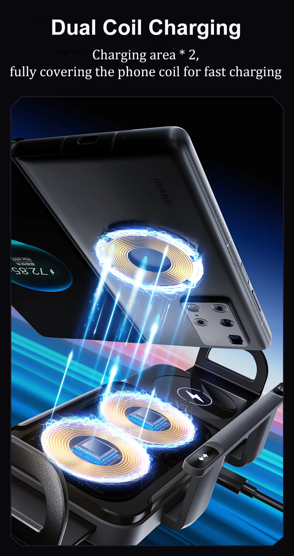Car Wireless Charger Dual Coil Fold Screen Fast Charge - Smarsty