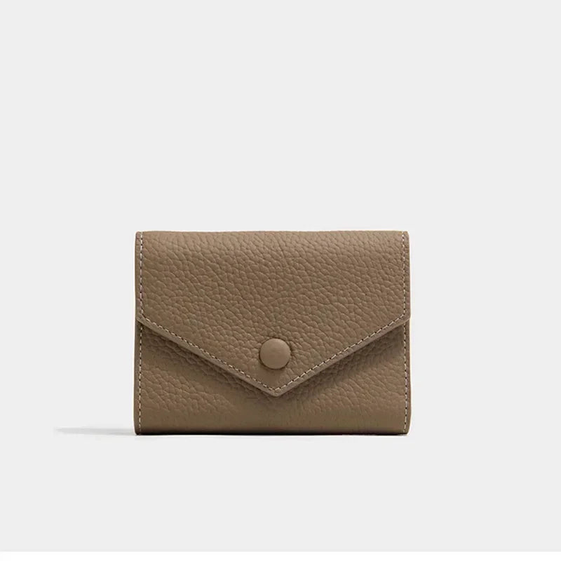 New PU Leather Small For Women Wallet Luxury Envelope Card Holder Brand Designer Multipurpose Zip Coin Cowhide Short Purse 2024