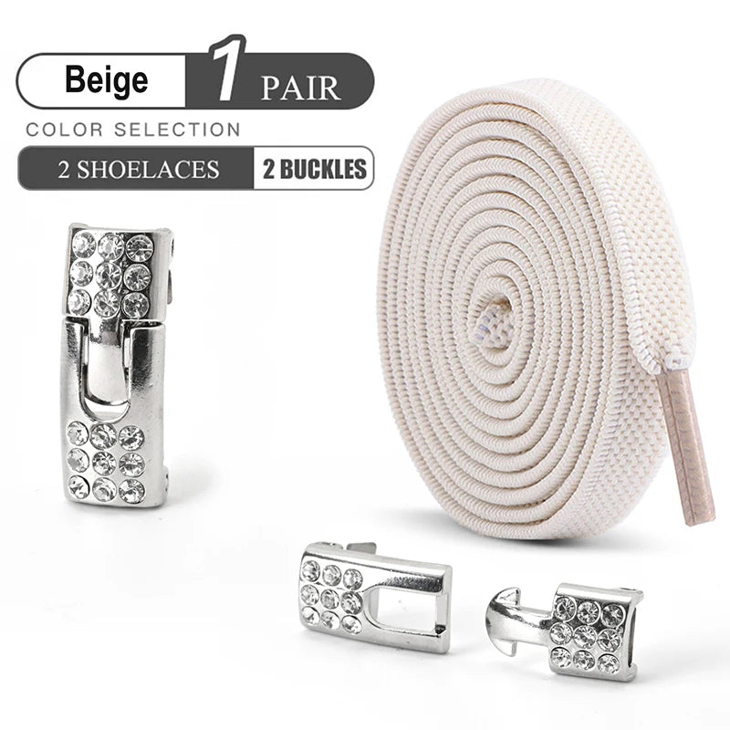No Tie Shoe Laces Diamond Buckle Elastic Laces Shoelaces Sneaker Kids Adult Shoelace Suitable For Sports Casual Shoes Boots - Smarsty