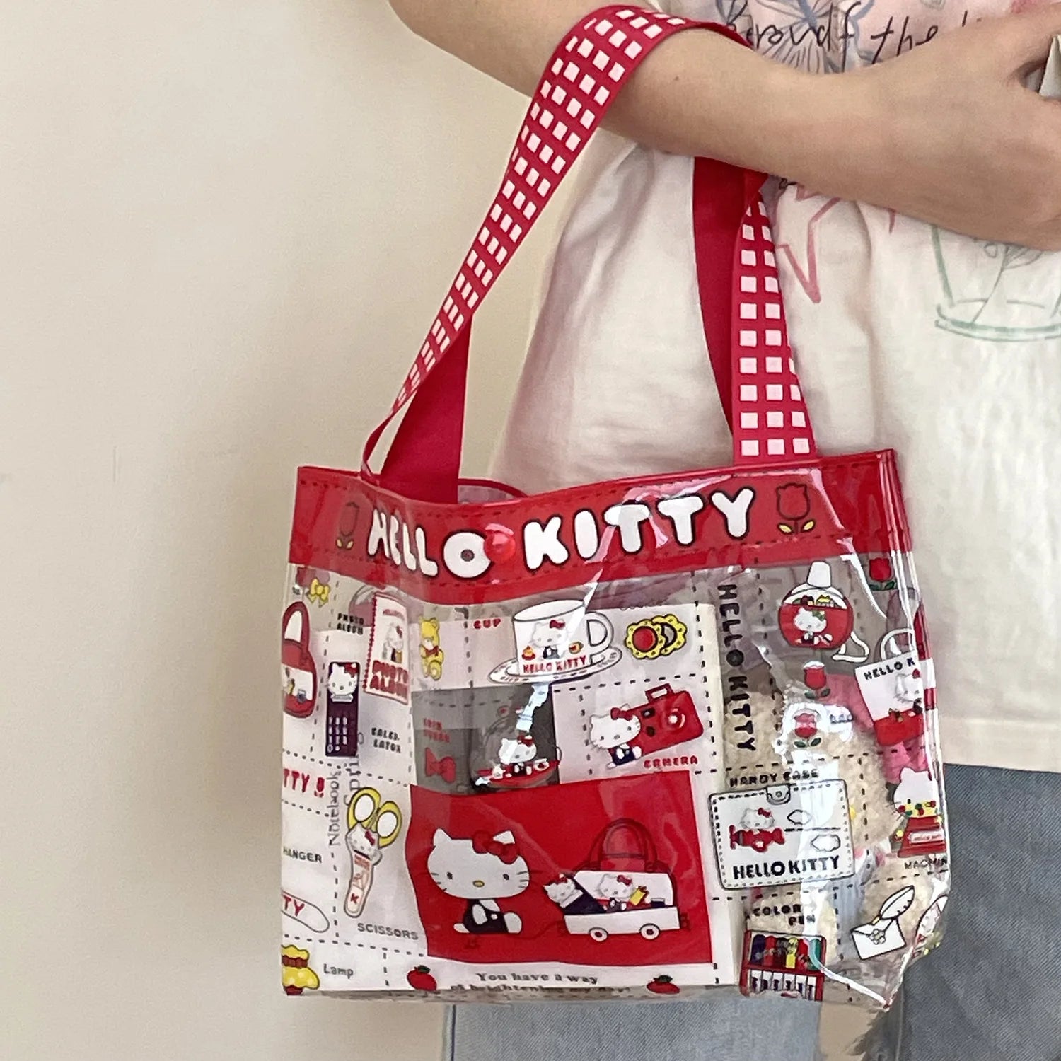 Transparent PVC Kitty Cat Handbag Waterproof Travel Tote - Smarsty