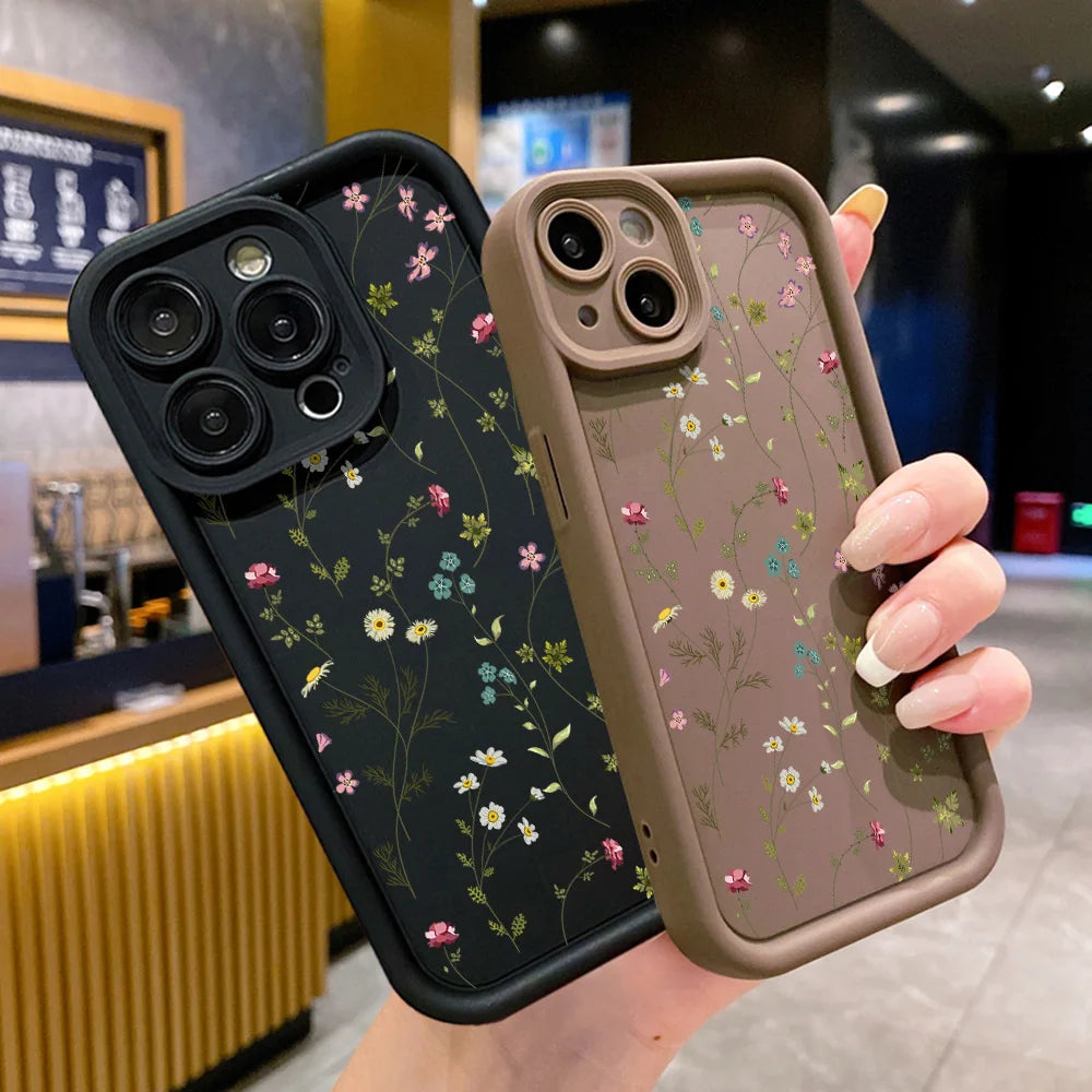 Smarsty Floral Silicone Phone Case For iPhone Anti Slip Shockproof -