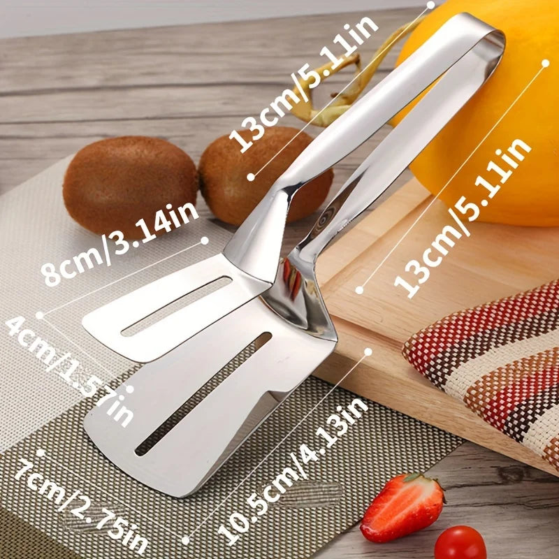 Professional Stainless Steel Food Turner&Tongs,Non-Slip Heat Resistant for Grilling Steak Fish,Multi-PurposeKitchen Flipper Tool - Smarsty